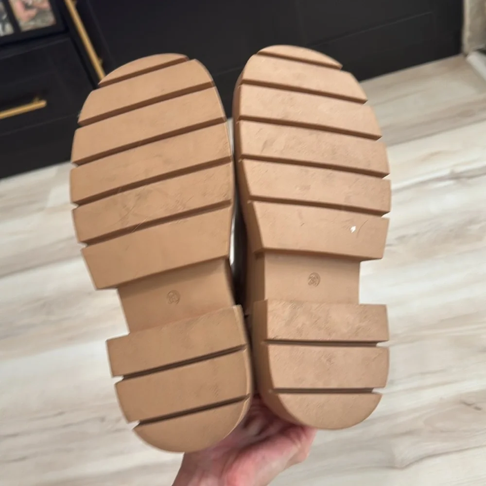 Topshop Brody Chunky Chelsea Boots Camel Tan Platform Lug Sole EU 38